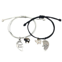 Bracelets pour couple avec un demi cœur et un chat - Bracelets | La boutique du Maine Coon