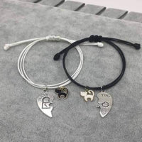 Bracelets pour couple avec un demi cœur et un chat - Bracelets | La boutique du Maine Coon