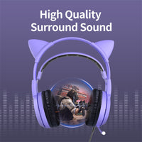 Casque audio avec micro et oreilles de chat - casque audio