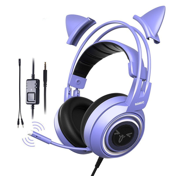 Casque audio avec micro et oreilles de chat - G951s Violet -