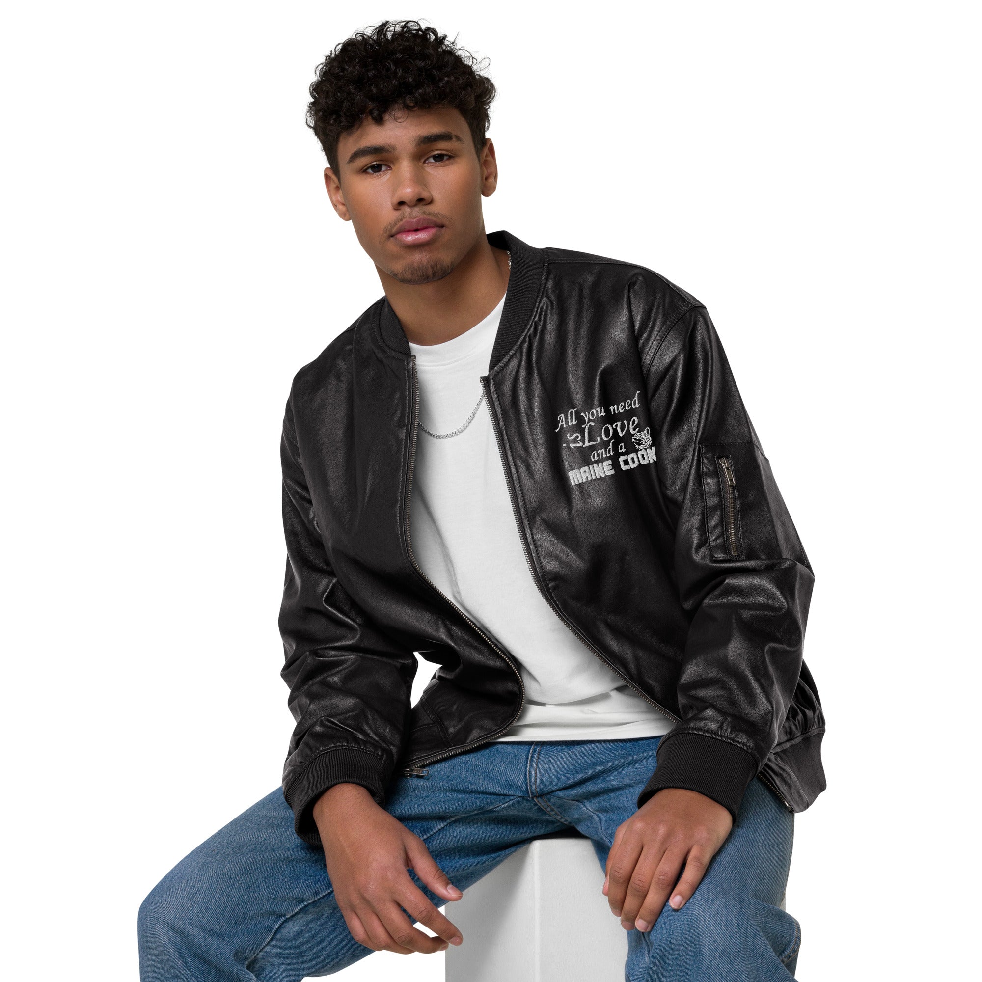 Veste Bomber en cuir Maine Coon