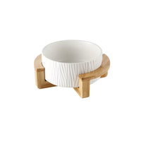Gamelles céramique et bambou design - Blanc / 13cm - 