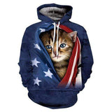 Hoodie Chat drapeau USA - Sweat | La boutique du Maine Coon