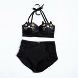 Maillot de bain motif chat - Noir / S - Maillots de bain