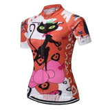 Maillot velo chat pour femme - Orange / L - Maillot cyclisme