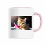 Mug chaton avec une fleur - Mug | La boutique du Maine Coon