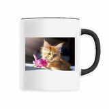 Mug chaton avec une fleur - Mug | La boutique du Maine Coon