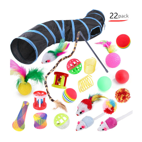 Tunnel + 22 jouets pour chats - Jouets pour chats