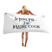 Serviette de bain Maine Coon "Je ne peux pas...J'ai Maine Coon" | La boutique du Maine Coon