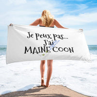 Serviette de bain Maine Coon "Je ne peux pas...J'ai Maine Coon" - Serviette | La boutique du Maine Coon