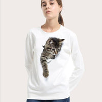 Sweatshirt chaton qui sort sa patte effet 3D - Sweat | La boutique du Maine Coon