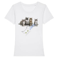 T-shirt 4 chatons Maine Coon - Blanc / XS - T-shirt