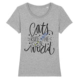 T-shirt Cats rule the world pour femme - Gris / XS - T-shirt