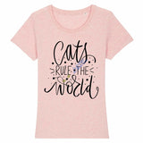 T-shirt Cats rule the world pour femme - Rose / XS - T-shirt