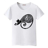 T-shirt chat artistique - Blanc / S - T-shirt
