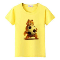 T-shirt chat avec un ballon de foot - Jaune / 4XL - T-shirt