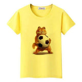 T-shirt chat avec un ballon de foot - Jaune / 4XL - T-shirt