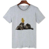 T-shirt Chat avec un poussin pour femme - Gris / S - T-shirt