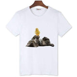 T-shirt Chat avec un poussin pour femme - Blanc / S - 