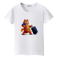 T-shirt chat avec une valise - Blanc / S - T-shirt
