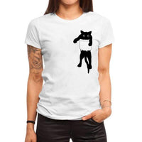 T-shirt chat dans la poche - T-shirt