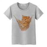 T-shirt chat dans un hamac - Gris / S - T-shirt