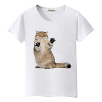 T-shirt chat debout joueur humoristique pour femme - Blanc 2