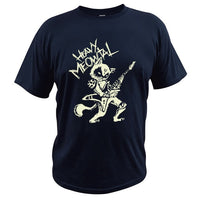 T-shirt chat guitariste Hard Rock - Bleu Marine / S - 