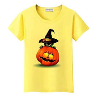 T-shirt chat Halloween - Jaune / S - T-shirt