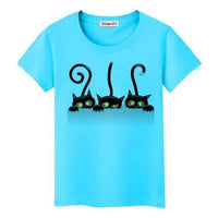 T shirt chat humoristique pour femme - Bleu / S - T-shirt