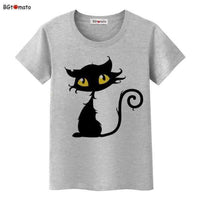 T-shirt chat humoristique pour femme. - Gris / S - T-shirt