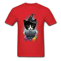 T-shirt chat magicien - Rouge / XS - T-shirt