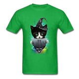 T-shirt chat magicien - Vert / S - T-shirt