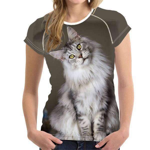 T-shirt chat Maine Coon pour femme - Noir / S - T-shirt
