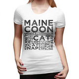 T-shirt chat Maine Coon typographie pour femme - Blanc / XL 