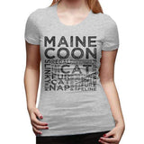 T-shirt chat Maine Coon typographie pour femme - Gris / S - 