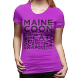 T-shirt chat Maine Coon typographie pour femme - Fuchsia / S
