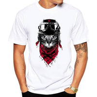 T-Shirt chat motard pour Homme - Blanc / S - T-shirt
