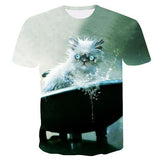 T-shirt chat mouillé effet 3D - M - T-shirt