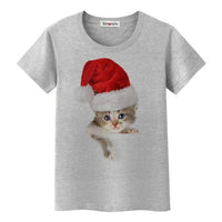 T-shirt chat Noel femme - Gris / S - T-shirt