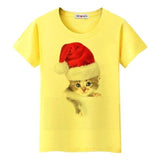 T-shirt chat Noel femme - Jaune / S - T-shirt