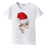T-shirt chat Noel femme - Blanc / S - T-shirt