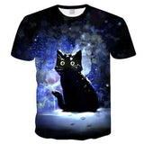 T-shirt chat noir dans la neige effet 3D - M - T-shirt