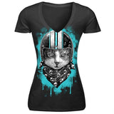 T-shirt chat pour femme motard - S - T-shirt