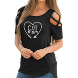 T-shirt chat sexy Cat Mom pour femme - Noir / XXL - T-shirt