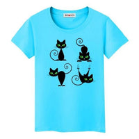 T-shirt chat stylisés joueurs - Bleu / S - T-shirt