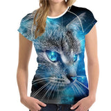 T-shirt chat yeux bleu - H2323BV / S - T-shirt