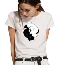 T-shirt chat Yin Yang amour - T-shirt
