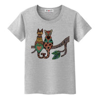 T-shirt chats amoureux sur une branche