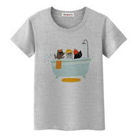 T-shirt chats dans une baignoire - Gris / S - T-shirt